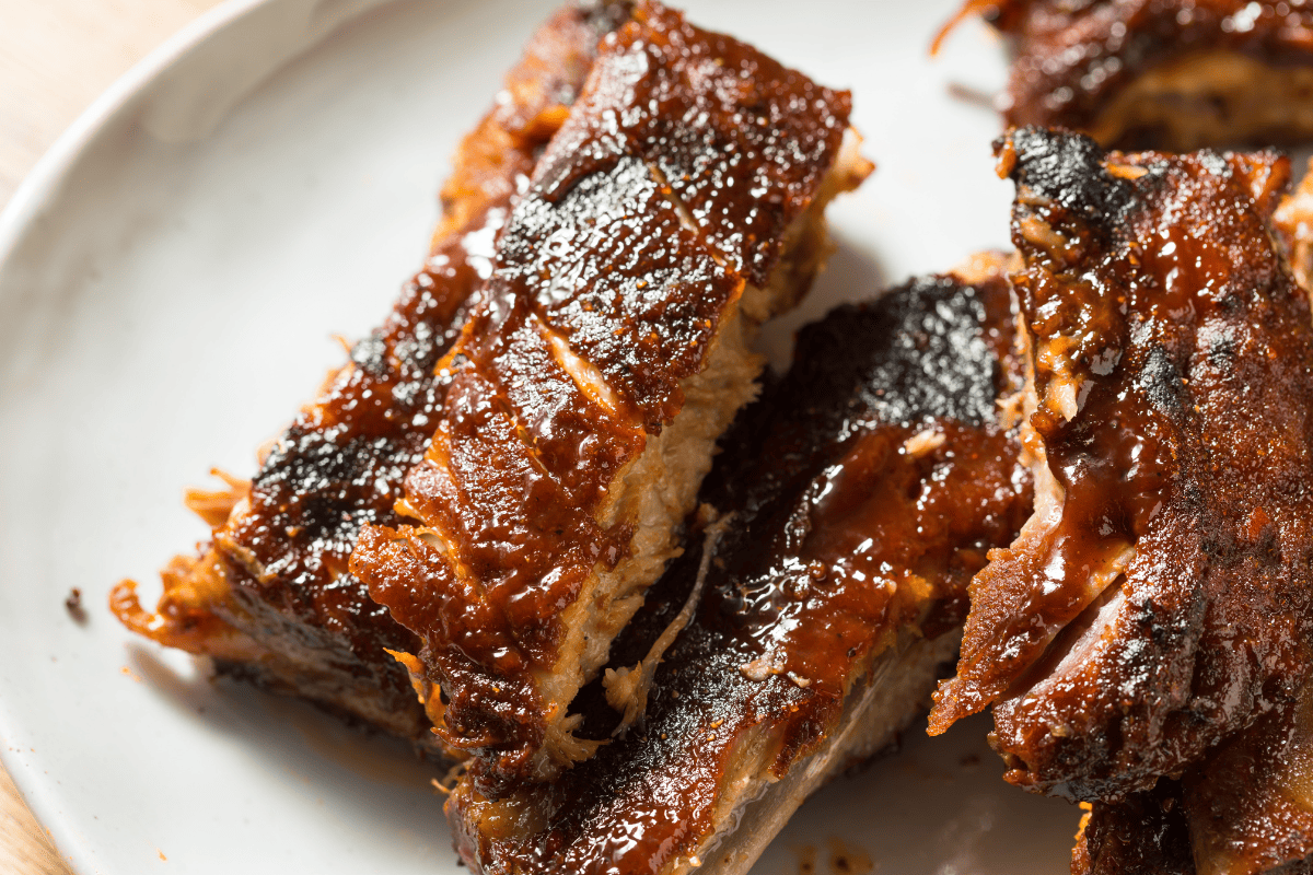 barbecue St Louis Style ribs on plate